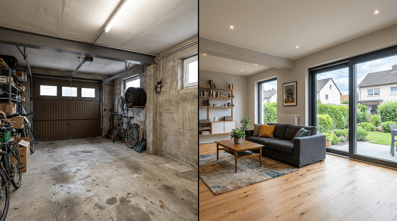 Garage zu Wohnraum umbauen: Statik, Genehmigung & Kosten